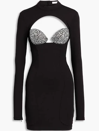 Crystal-embellished Cut-Out Mini Dress