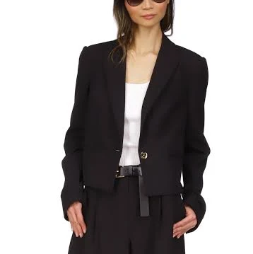 Michael Kors - Single Button Cropped Blazer (Color: Black, Size: 00)