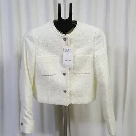 24 Kuho Plus New Women's Trimming Tweed Jacket Size 2 Oil Jang