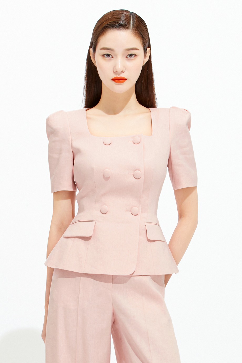 Linen Square Neckline Jacket