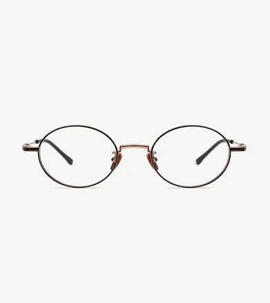 Projekt Produkt ND18 Semi-Rimless Oval Eyeglasses - Pink Gold & Matte Black Titanium - Ultra Lightweight