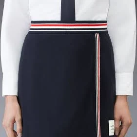 Thom Browne Women's Striped Cotton Pique Wrap Miniskirt