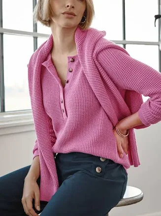 J.Jill Women's Waffle-Knit Sweater Pullover