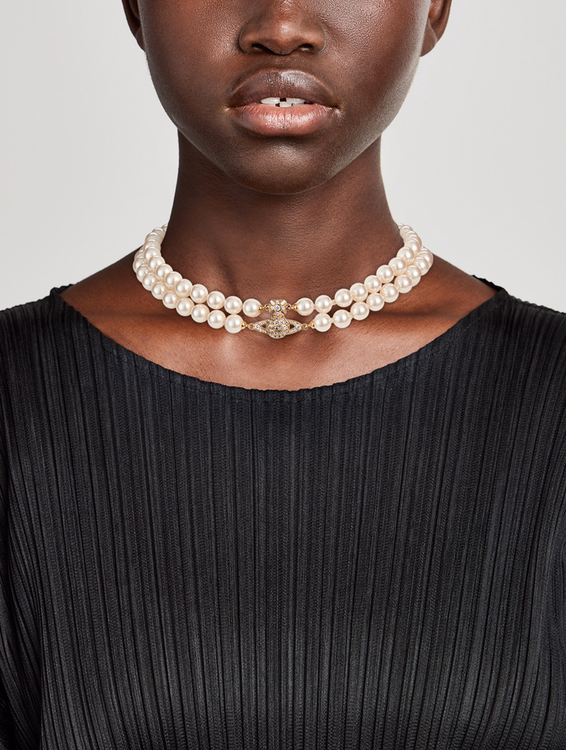 Two Row Imitation Pearl Choker