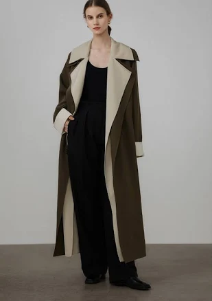 Oversized Two-Tone Belted Trench Coat