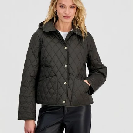 Michael Michael Kors Women's Petite Short Hooded Quilted Coat