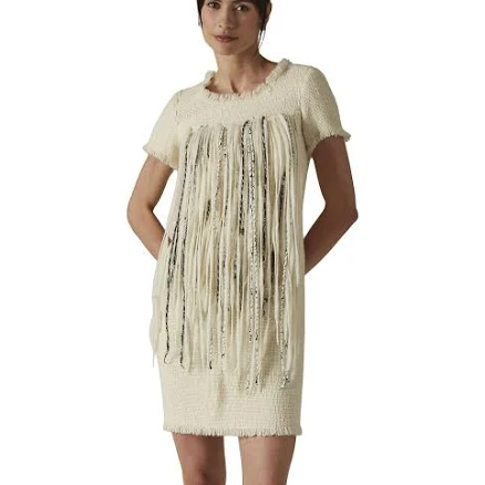 CHANEL Women's Fringe Tweed Shift Dress