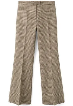 MANGO Gina Houndstooth Wool-Blend High Waist Pleat Front Pants