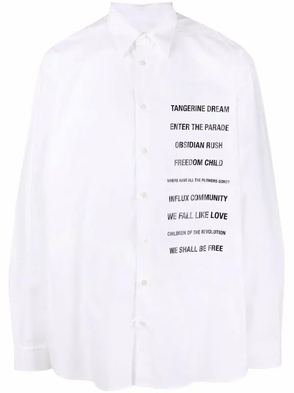 Word Print Long-sleeve Shirt