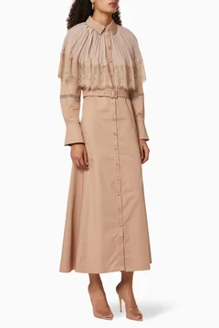 Poplin Lace Shirt Dress