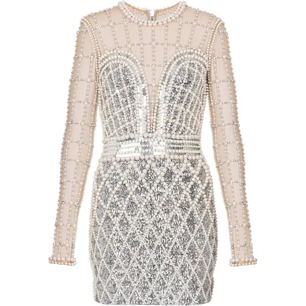 Women Balmain Short beaded Dress