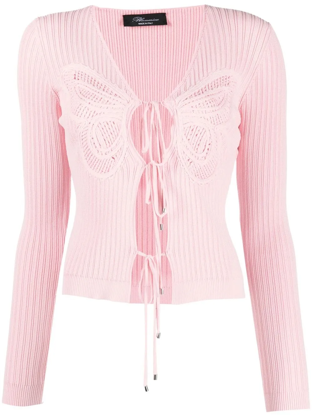 Butterfly Embroidery Ribbed Cardigan