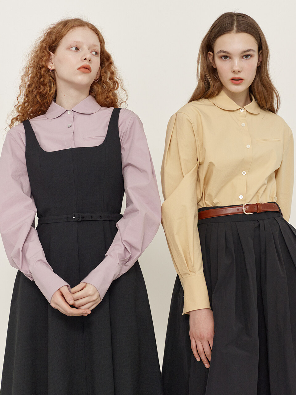 SAEBYEOL Shirred Long Sleeve Blouse (Butter/Lilac)
