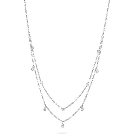 925 Sterling Silver Layered Zircon Drop Necklace