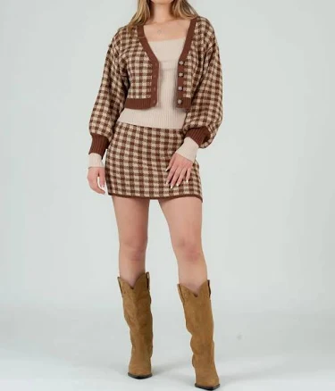 Knit Cardigan and Skirt Set