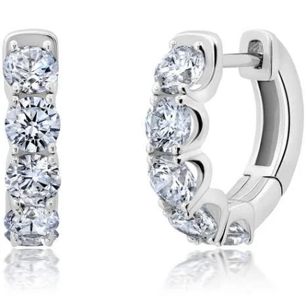 Crislu Women's Round Cubic Zirconia Huggie Earrings in Pure Platinum