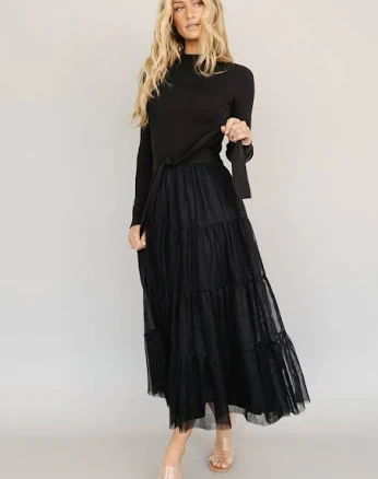 Baltic Born Demi Sweater Tulle Maxi Dress with Ribbed Bodice