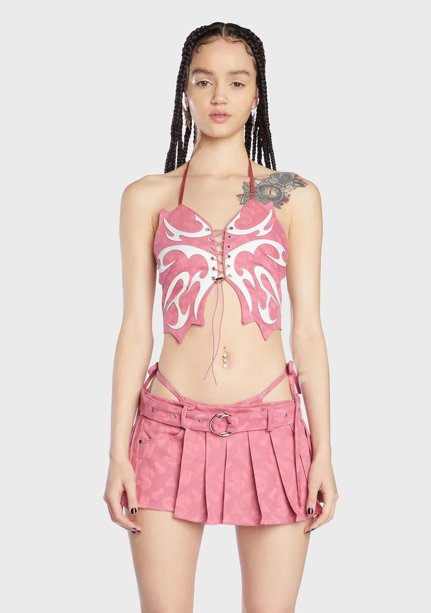 Namilia Dick Dollar Print Denim Butterfly Top