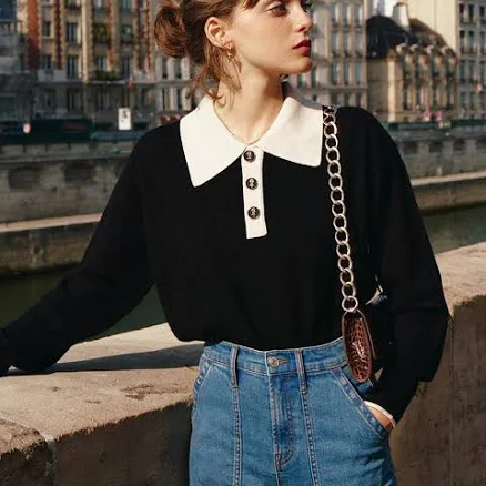 Selena 100% Wool Knitwear-Black. Simple Retro Womenswear Daily-Vintage Inspired Fashion