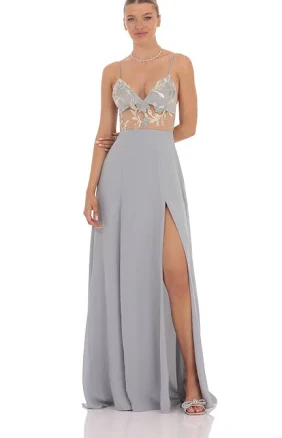 Embroidered Floral Cutout Maxi Dress