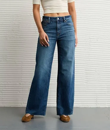 AE Dreamy Drape Stretch Super High-Waisted Baggy Wide-Leg Jean