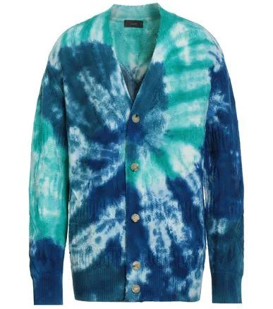 Alanui Men's Tie Dye Virgin Wool Knit Cardigan