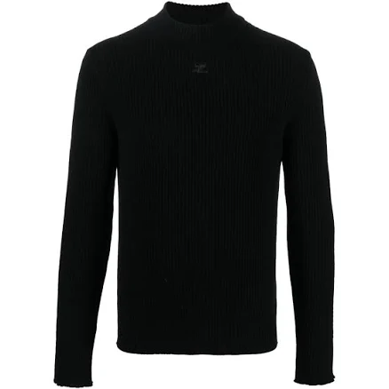 Courreges Logo-Embroidered Ribbed-Knit Jumper