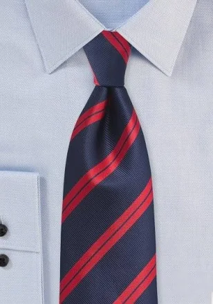 Classic Blue And Red Striped Mens Tie