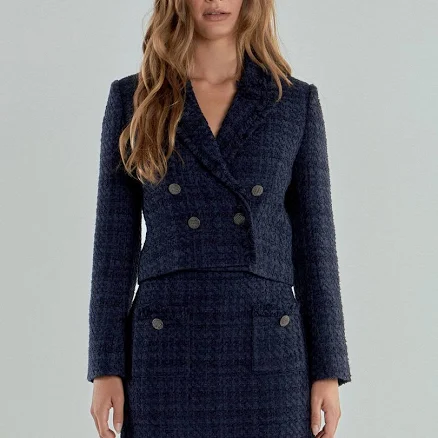 Endless Rose Women's Bouclé Tweed Double Breast Jacket