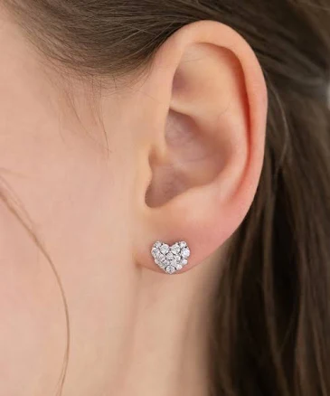 TATIANA Silver 925 Full Cubic Heart Earrings