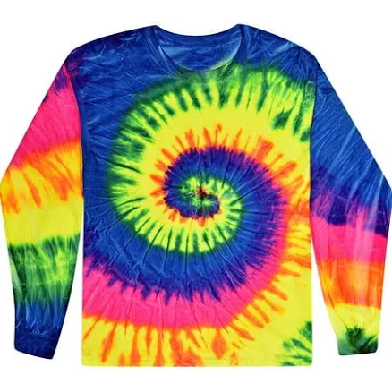 Adult Buy Cool Shirts Unisex Long Sleeve Colorful Tie Dye Tee Shirt