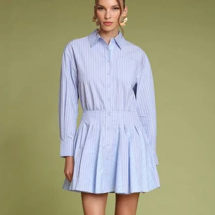 AVEC LES FILLES Women's Striped Cotton Button-Front Minidress