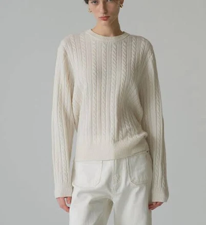 W Concept Wool Cable Knit Sweater