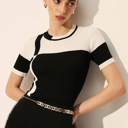 Color block Ribbed Knit Top