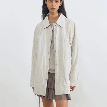 INSILENCE Women's Wrinkle Overfit Half Trench Coat