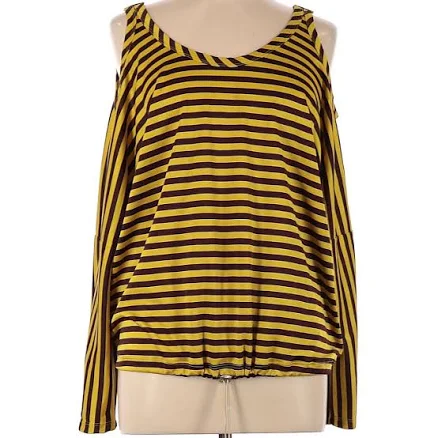 Jean Paul Gaultier Tops | Jean Paul Gaultier For Target Yellow And Brown Striped Shirt Vintage Size Small | Color: Brown/Yellow | Size: S |