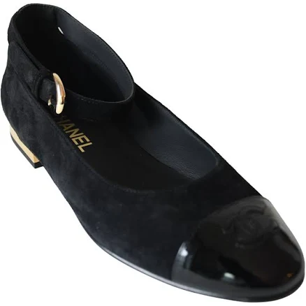 CHANEL Suede Mary Jane Ballet Flats