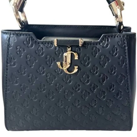Jimmy CHOO Varenne JC Monogram Embossed Calfskin Leather Tote Bag