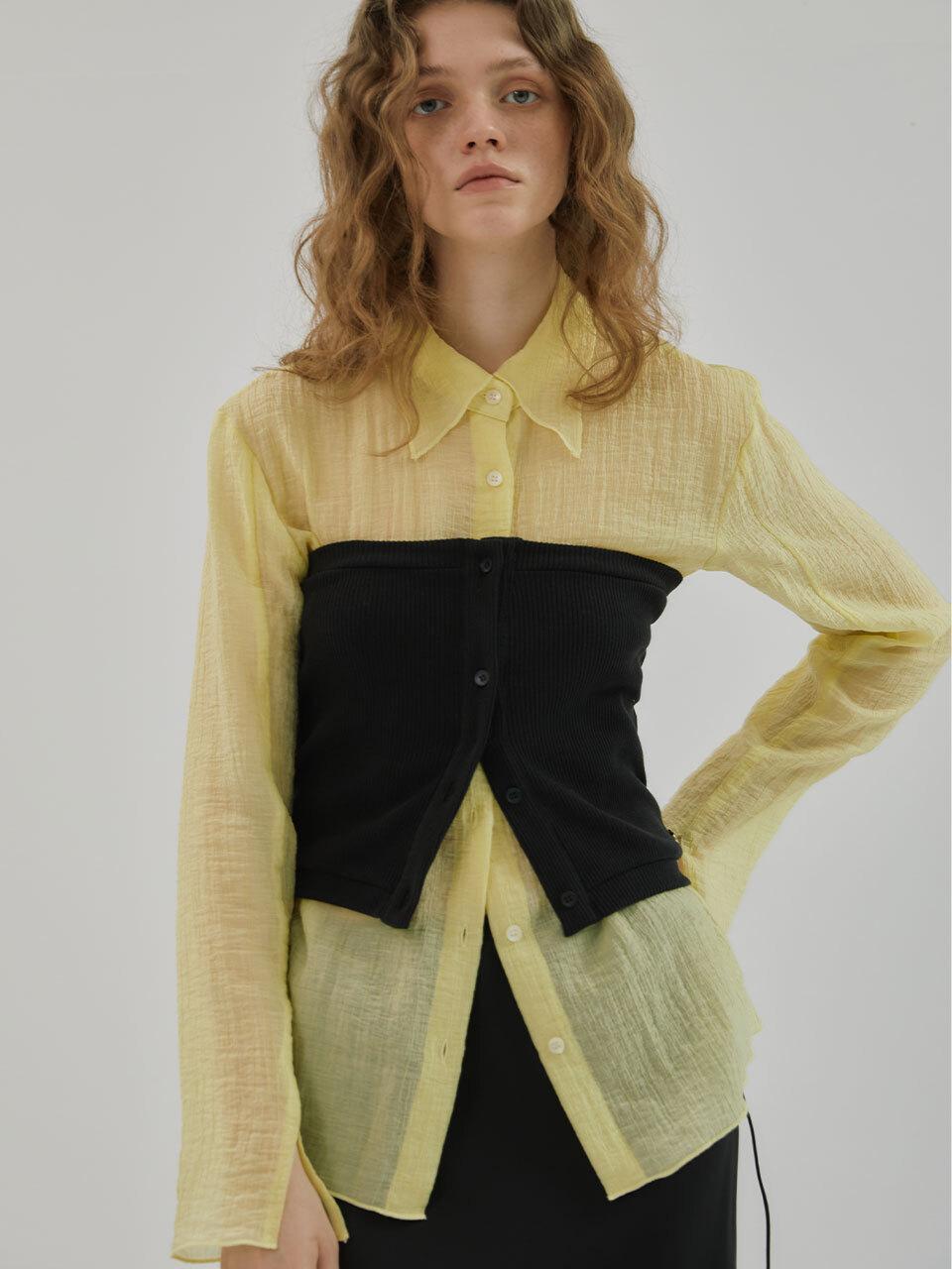 24SS Two-way Button Top Black