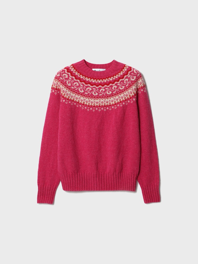 Fairisle Yoke Crewneck Sweater [Carnation]