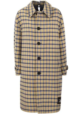 Women's Marni Blue And Yellow checked Wool Reversible Coat