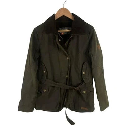 Women's S Eddie Bauer Waxed Cotton Field Jacket Belted Hunting Preppy