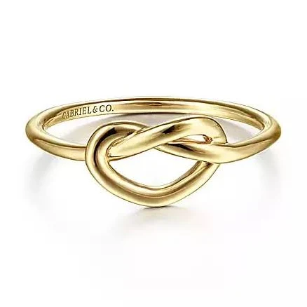 14K Yellow Gold Twisted Heart Pretzel Ring