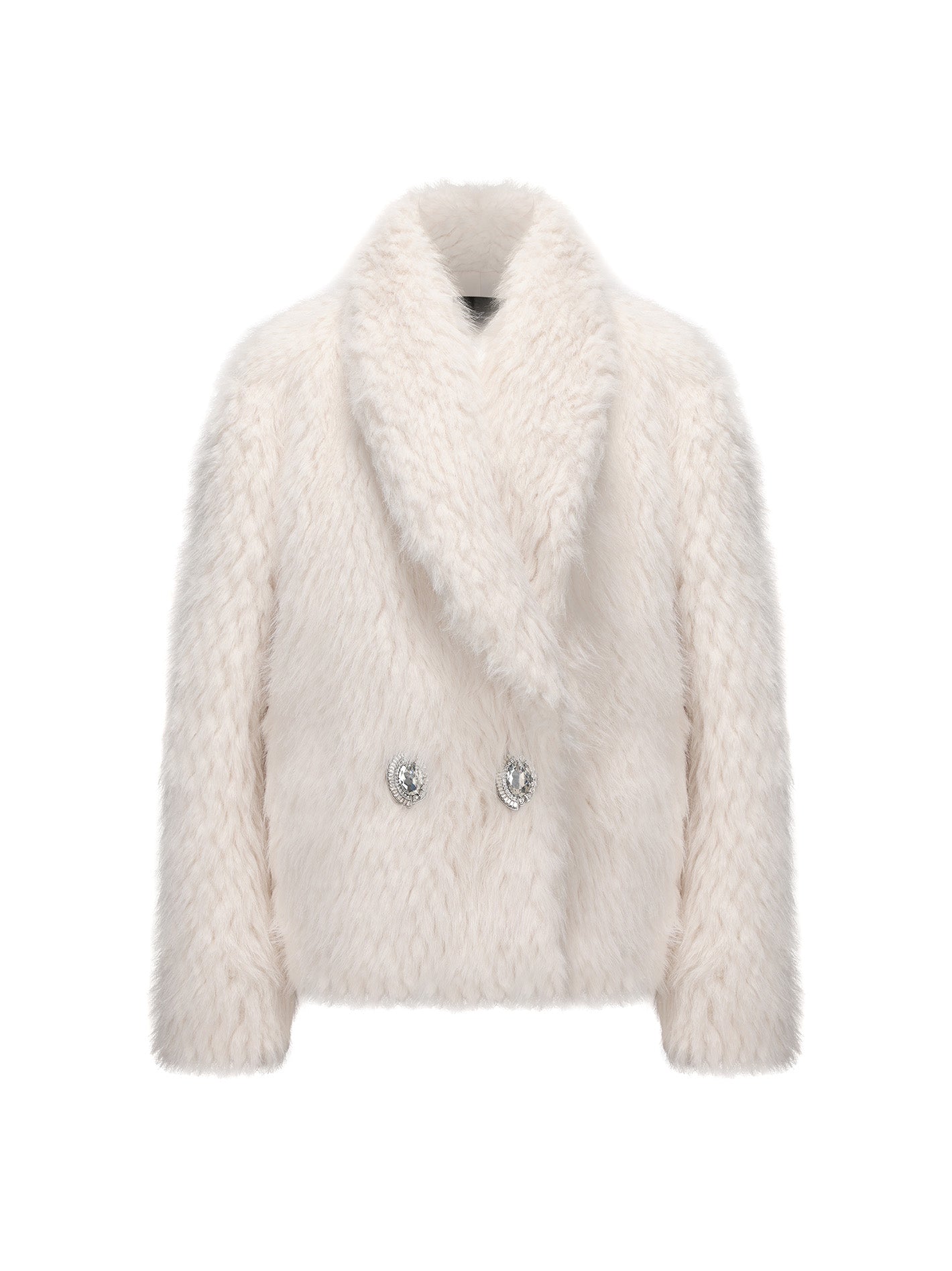 Alyssa Fur Coat: White Fur Coat for Winter Party