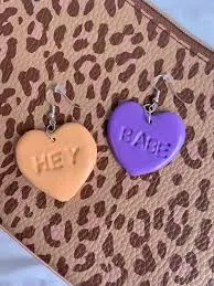 Hey Babe Conversation Heart Earrings