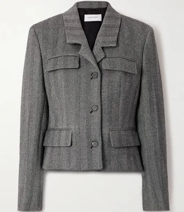Ferragamo Herringbone Wool-blend Blazer - Women - Gray Suits - M