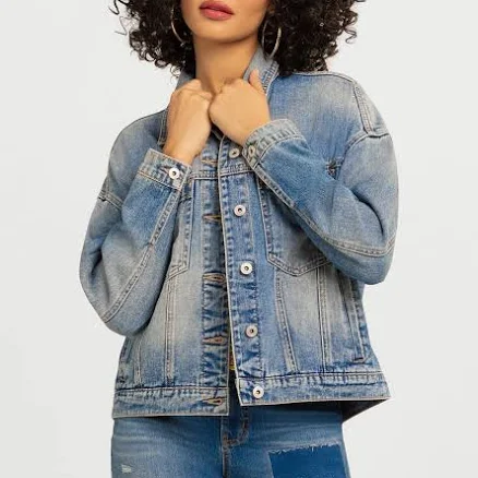 Jessica Simpson Women's Swing Denim Jacket with Back Pleat