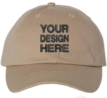 Garment Washed Custom Embroidered Dad Hat - Low Profile Cotton Cap - Buckle Closure - Sample