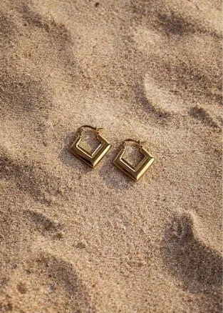 Luxe Gold Bold Square Hoops