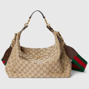 GUCCI Brera Medium Crossbody Bag, Beige, GG Canvas